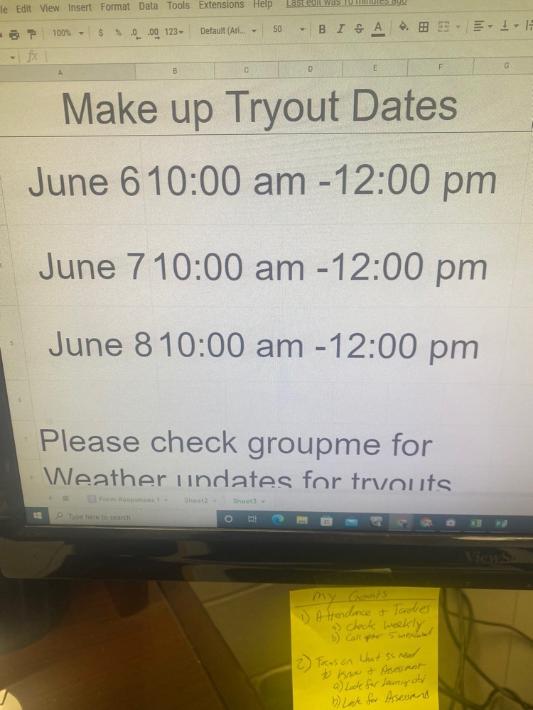 Baseball Tryout Schedule