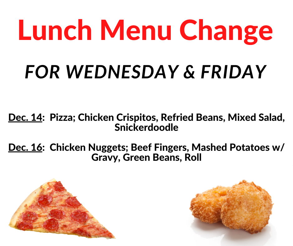 Lunch menu change