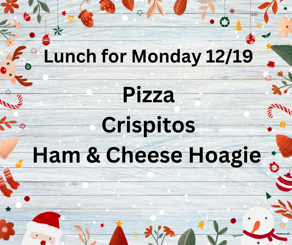 Updated lunch menu for 12/19/2022